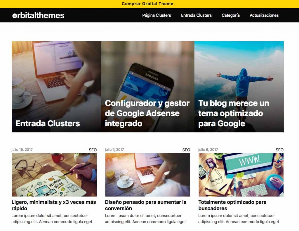 actualizaciones Orbital Theme, la mejor plantilla Wordpress